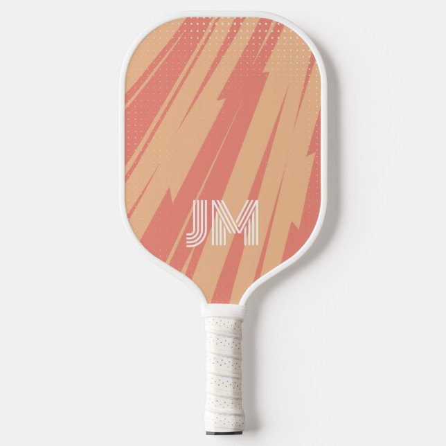 Raquette De Pickleball Design rétro abstrait rose et orange (Recto)