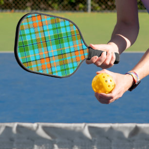 Raquette De Pickleball Dessin à carreaux tartan bleu orange vert 