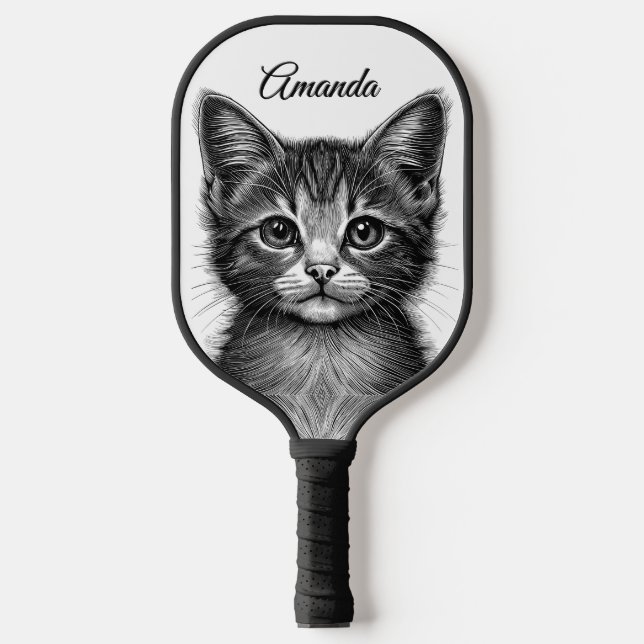Raquette De Pickleball Dessin adorable de Jeune Chat Personnel (Recto)
