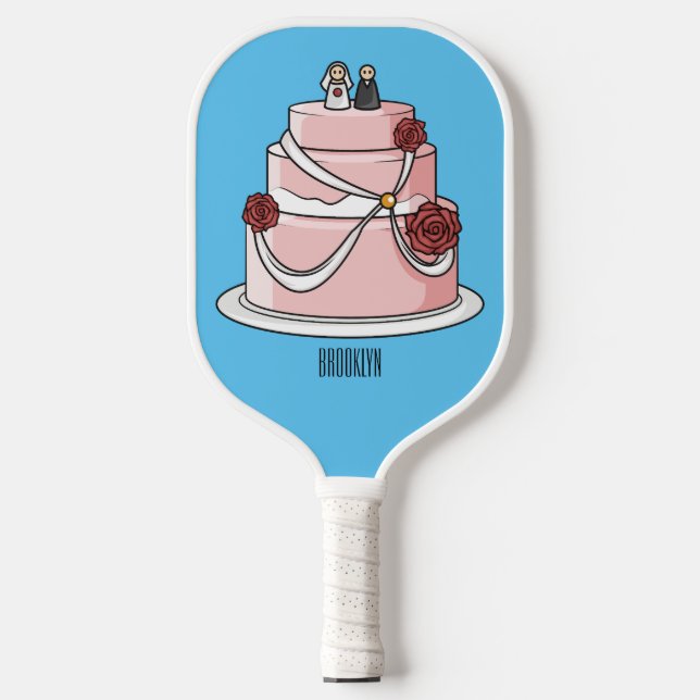 Raquette De Pickleball dessin animé de gâteau mariage (Recto)