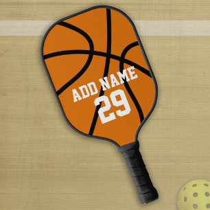 Raquette De Pickleball Dessin de basket-ball avec nom et numéro de sport