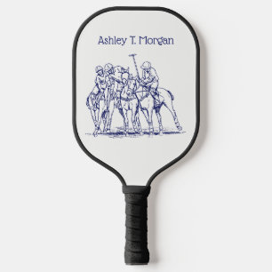 Raquette De Pickleball Dessin stylisé vintage de match de polo #1 Bleu