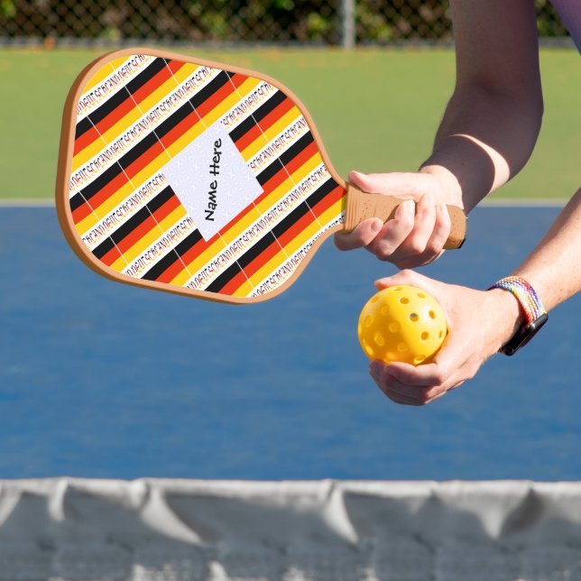 Raquette De Pickleball Deutchland and German Flag Tiled with Your Name (Insitu)