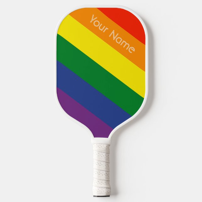 Raquette De Pickleball Diagonal Rainbow Strited Nom personnalisé (Recto)