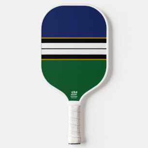 Raquette De Pickleball Distinctive Dark Navy Green Center Racing Stripes