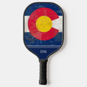 Raquette De Pickleball Distorsion du drapeau de l'État du Colorado