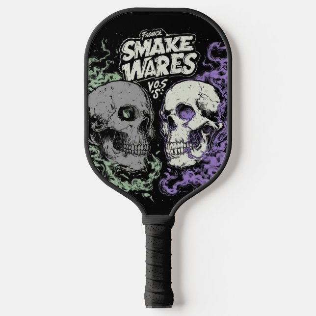 Raquette De Pickleball Doublez les ténèbres avec ce frappant double crâne (Recto)