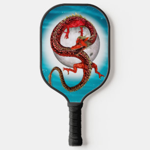 Raquette De Pickleball Dragon Lune Rouge Fantastique Artistique