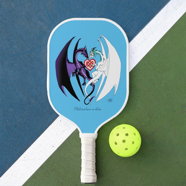 Raquette De Pickleball Dragons Amour Coeurs Bleu (Créateur téléchargé)