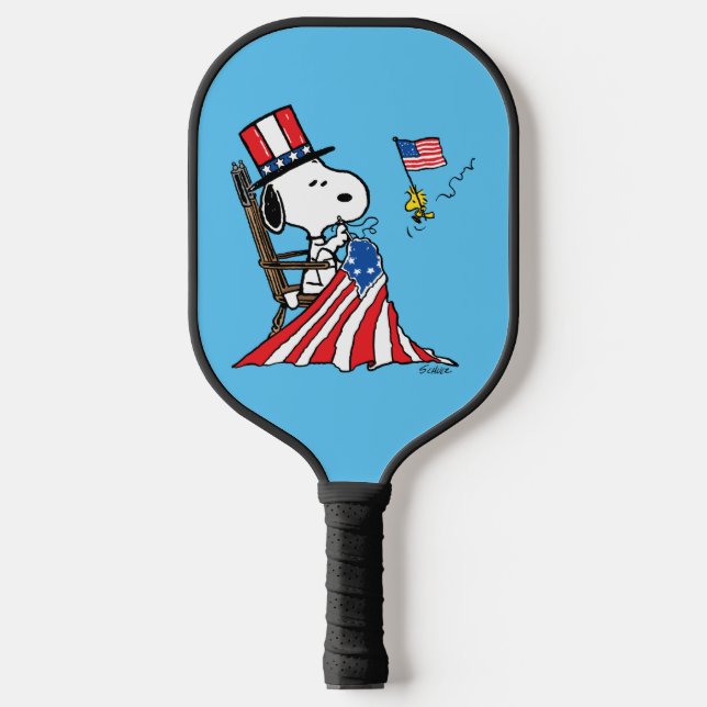 Raquette De Pickleball Drapeau 4 juillet à coudre Snoopy (Recto)