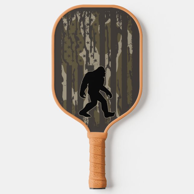 Raquette De Pickleball Drapeau américain Bigfoot en bas de la terre Camo (Recto)