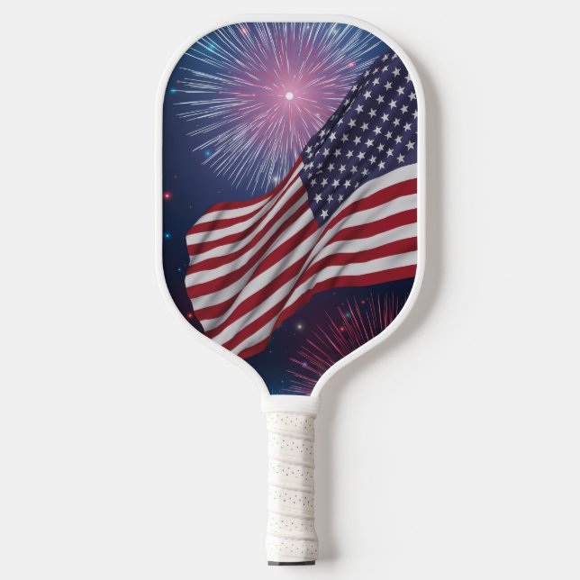Raquette De Pickleball Drapeau américain & Feux d'artifice (Recto)