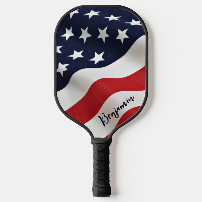 Raquette De Pickleball Drapeau américain moderne Nom personnalisé Patriot (Recto)