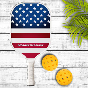 Raquette De Pickleball Drapeau américain personnalisé étoiles et bandes