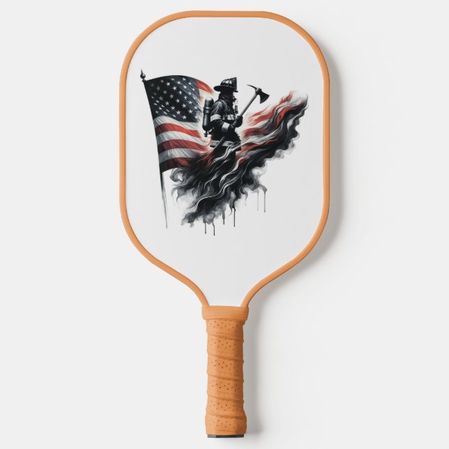 Raquette De Pickleball Drapeau américain. Pompier (Recto)