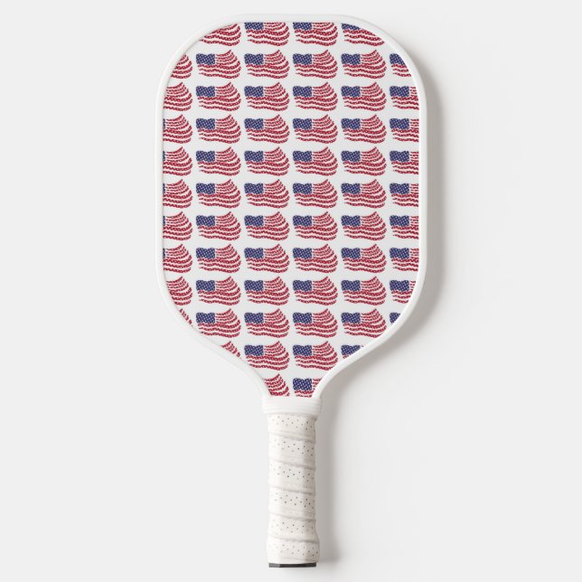 Raquette De Pickleball Drapeau bleu rouge Motif répété (Recto)