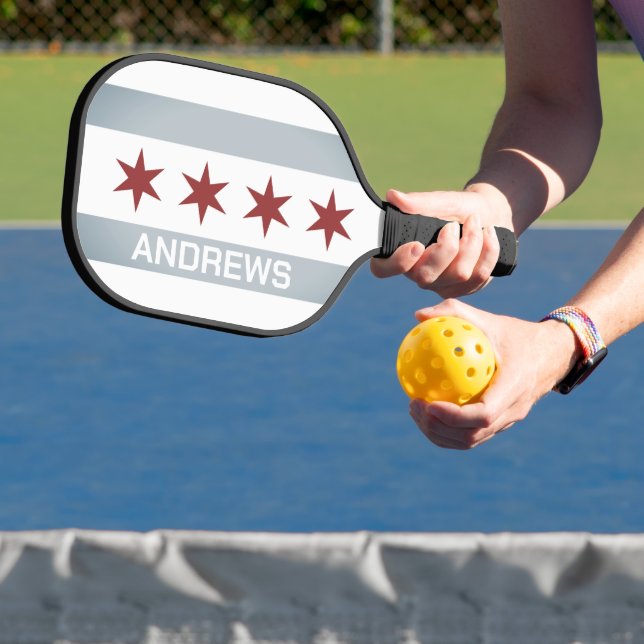 Raquette De Pickleball Drapeau Chicago personnalisé paddle-balle à la raq (Insitu)