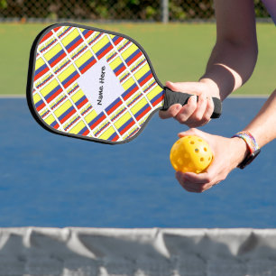 Raquette De Pickleball Drapeau colombien et colombien avec votre nom