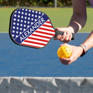 Raquette De Pickleball Drapeau de couleurs DIY étoiles rayures #2 Rouge B