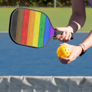 Raquette De Pickleball Drapeau de fierté gay inclusif de SlipperyJoe text