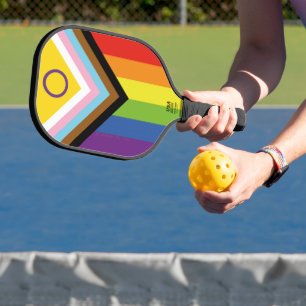 Raquette De Pickleball Drapeau de fierté intersexe de SlipperyJoe's fond