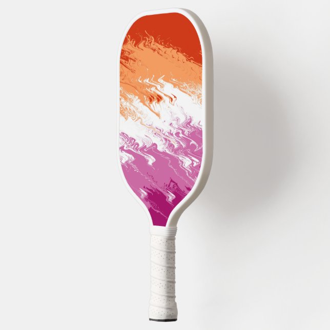 Raquette De Pickleball Drapeau de fierté lesbienne abstrait trippy ondulé (Gauche)