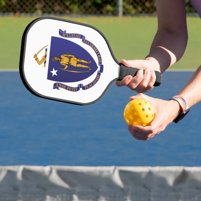 Raquette De Pickleball Drapeau d'Etat du Massachusetts, États-Unis (Insitu)