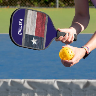 Raquette De Pickleball Drapeau d'état du Texas style rustique bleu foncé