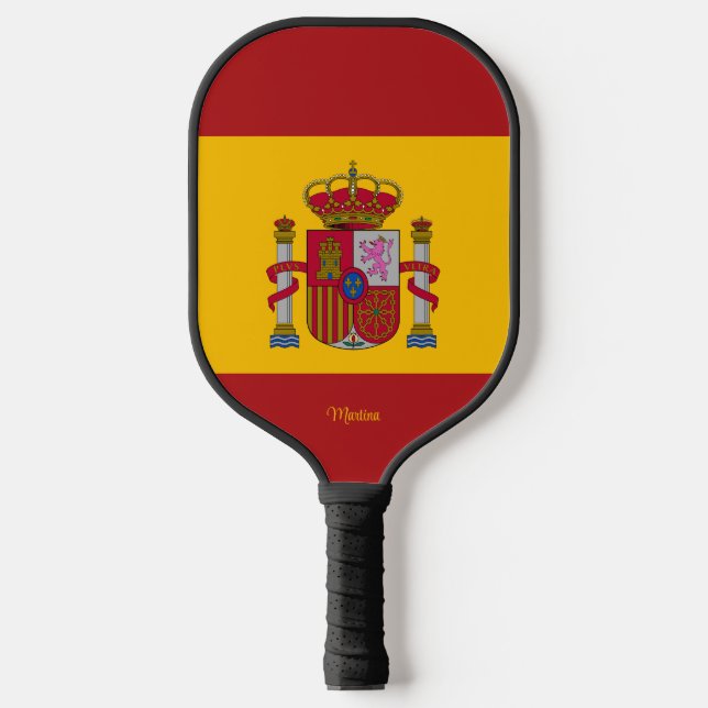 Raquette De Pickleball drapeau espagnol avec votre nom (Recto)
