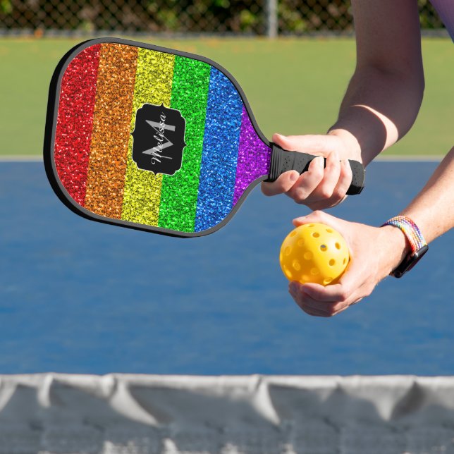 Raquette De Pickleball Drapeau LGBT vibrante parties scintillant arc-en-c (Insitu)