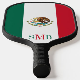 Raquette De Pickleball Drapeau mexicain avec monogramme personnalisé