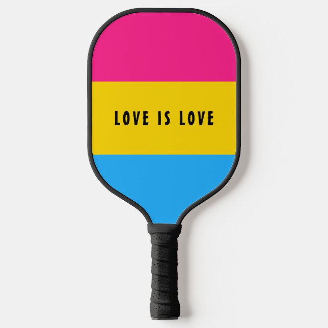 Raquette De Pickleball Drapeau pansexuel arc-en-ciel LGBT Texte personnal (Recto)