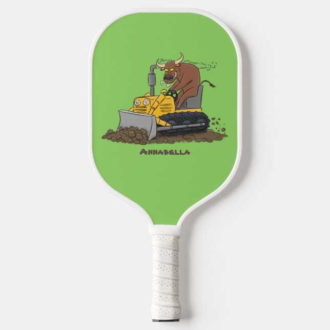 Raquette De Pickleball Drôle bulldozer de conduite de taureaux (Recto)