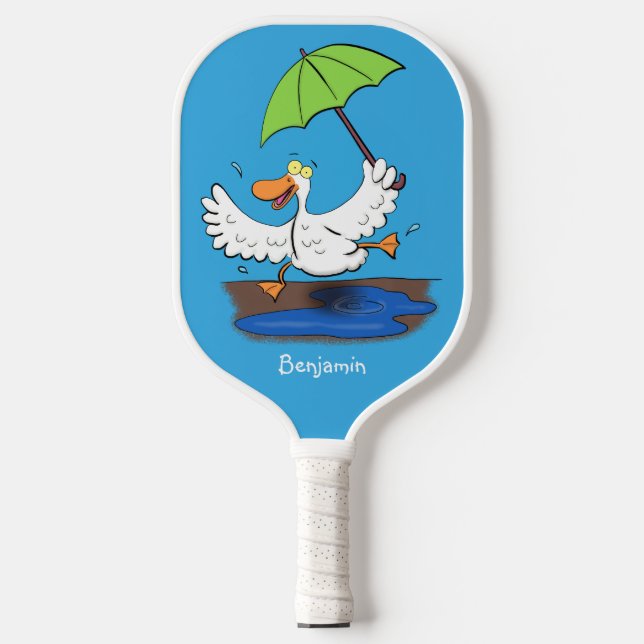 Raquette De Pickleball Drôle canard avec parapluie dessin animé (Recto)