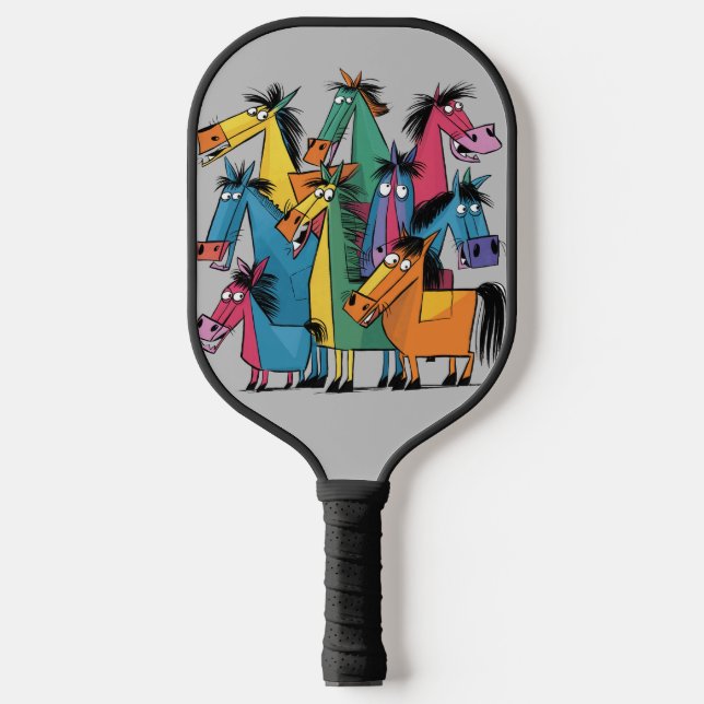 Raquette De Pickleball Drôle Chevaux Cool Art Abstrait (Recto)