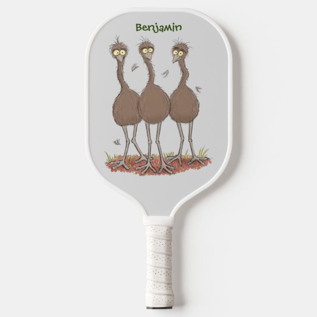 Raquette De Pickleball Drôle dessin animé du trio australien emu (Recto)