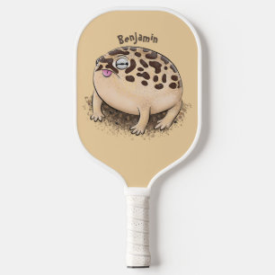 Raquette De Pickleball Drôle dessin de grenouille à pluie dans le désert