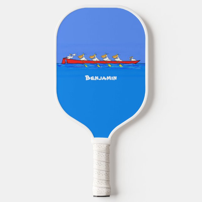 Raquette De Pickleball Drôle pélicans rameurs dessin animé (Recto)