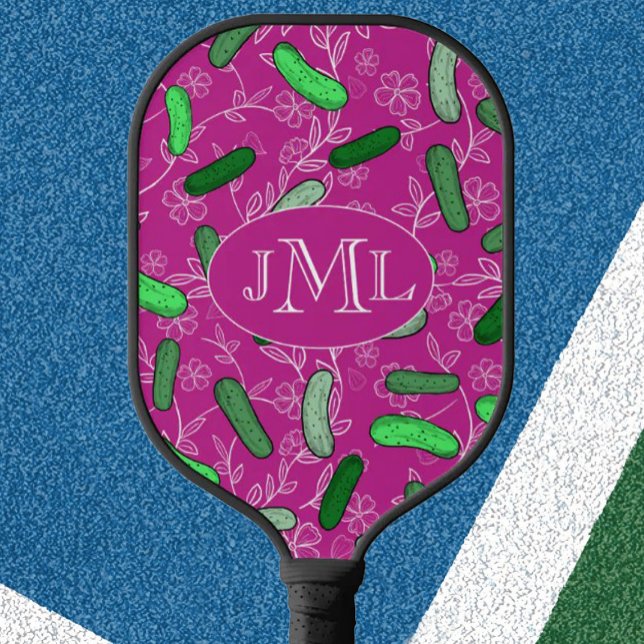 Raquette de Pickleball Drôle Rose Avec Monogramme  (Créateur téléchargé)