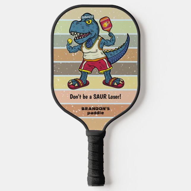 Raquette De Pickleball Drôle Tyrannosaurus Rex Retro Saur Loser Custom (Recto)