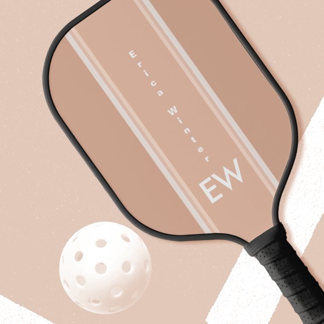 Raquette De Pickleball Dusty Rose Stripes Feminine Pink Monogrammed (Créateur téléchargé)