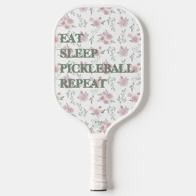 Raquette De Pickleball Eat Sleep Pickleball Repeat Floral Girly (Recto)