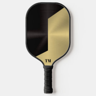 Raquette De Pickleball Écran fractionné Texture métallique noire et or