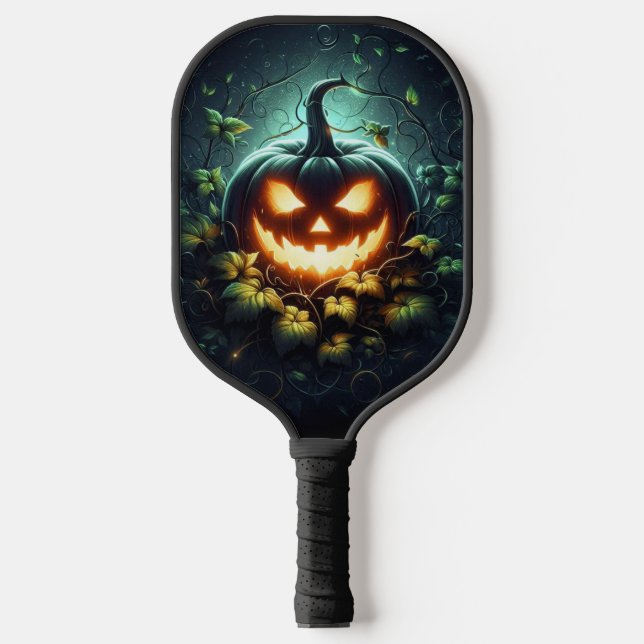 Raquette De Pickleball Éffrayant nature brillant Halloween citrouille (Recto)