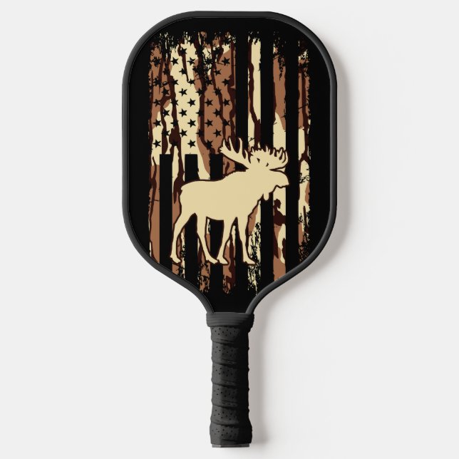 Raquette De Pickleball Élan Drapeau Américain US Chasse Elk (Recto)