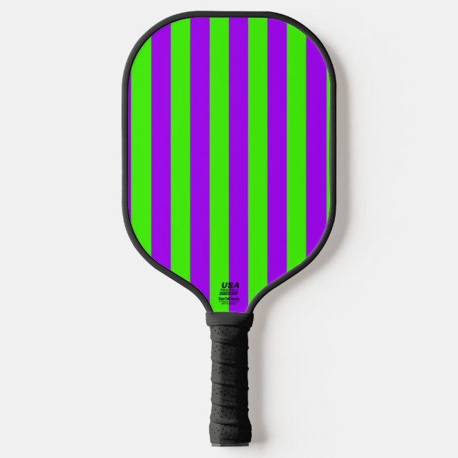 Raquette De Pickleball Électrique Psychédélique violet et arlequin vert (Recto)