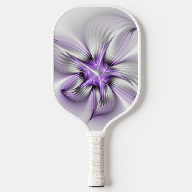 Raquette De Pickleball Élégance florale Art Abstrait Violet Fractal moder (Recto)