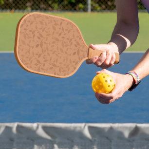 Raquette De Pickleball Élégant Brown Abstrait Feuilles d'automne Motif