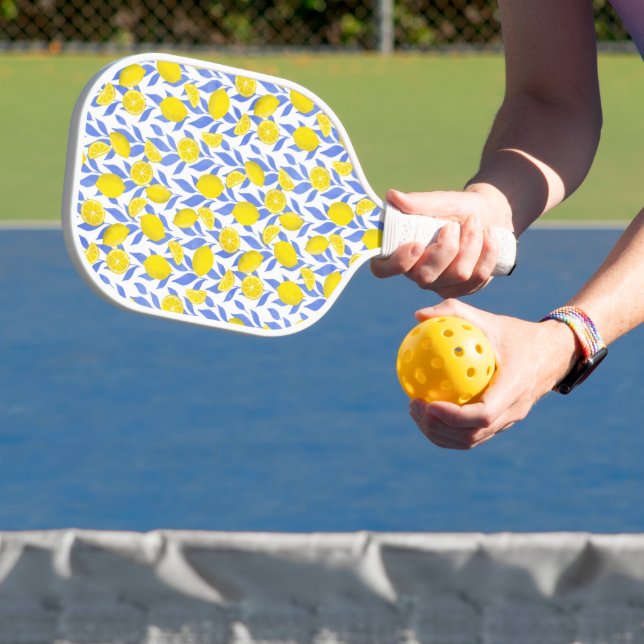 Raquette De Pickleball Elegant French Country Lemon Blue Botanical (Insitu)