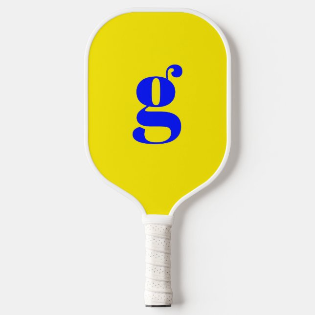 Raquette De Pickleball Élégant Gras Monogramme initial Canari Jaune (Recto)